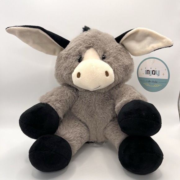 Injoy Other - Injoy Sitting Chunky Donkey Plush Gray Black Xtra Soft‎ NWT Cuddle Lovey Retired